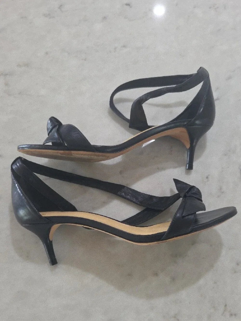 Alexandre Birman Black Leather Ankle-Tie Knotted Sandals